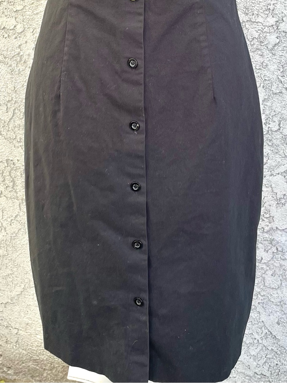 Ann Taylor Black Stretch Sheath Dress Button Front Short Sleeve Size 4 - Picture 4 of 9